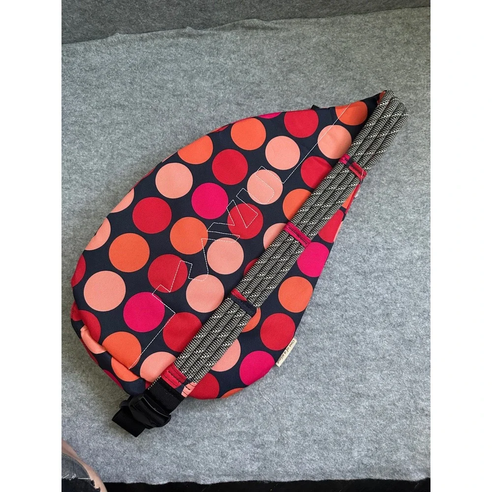 Kavu Rope Sling Bag Red Orange Polka Dot Print Adjustable Strap Backpack